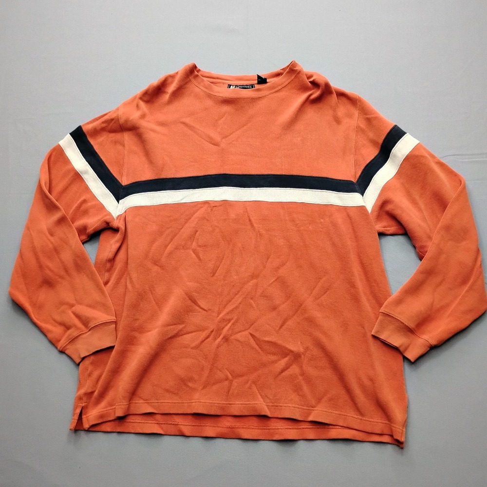 American Eagle Performance Mens Large Orange Ribbed Long Sleeve Stripe Shirt